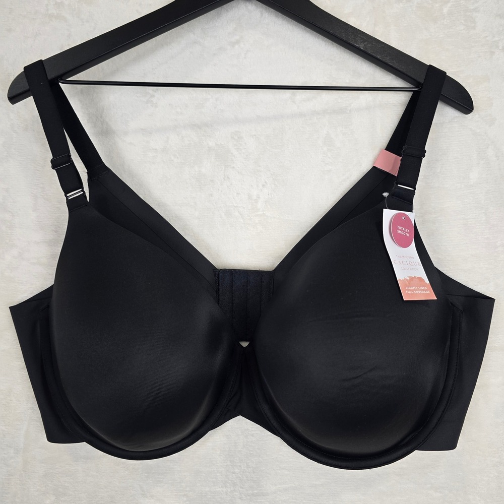 Cacique The Modern Collection Totally Smooth Bra Black 44DDD Full Coverage NEW